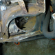 View from engine compartment towards RF lower control arm
